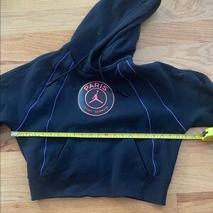 Nike Jordan PSG soccer cropped black Paris Saint-Germain Hoodie iridescent